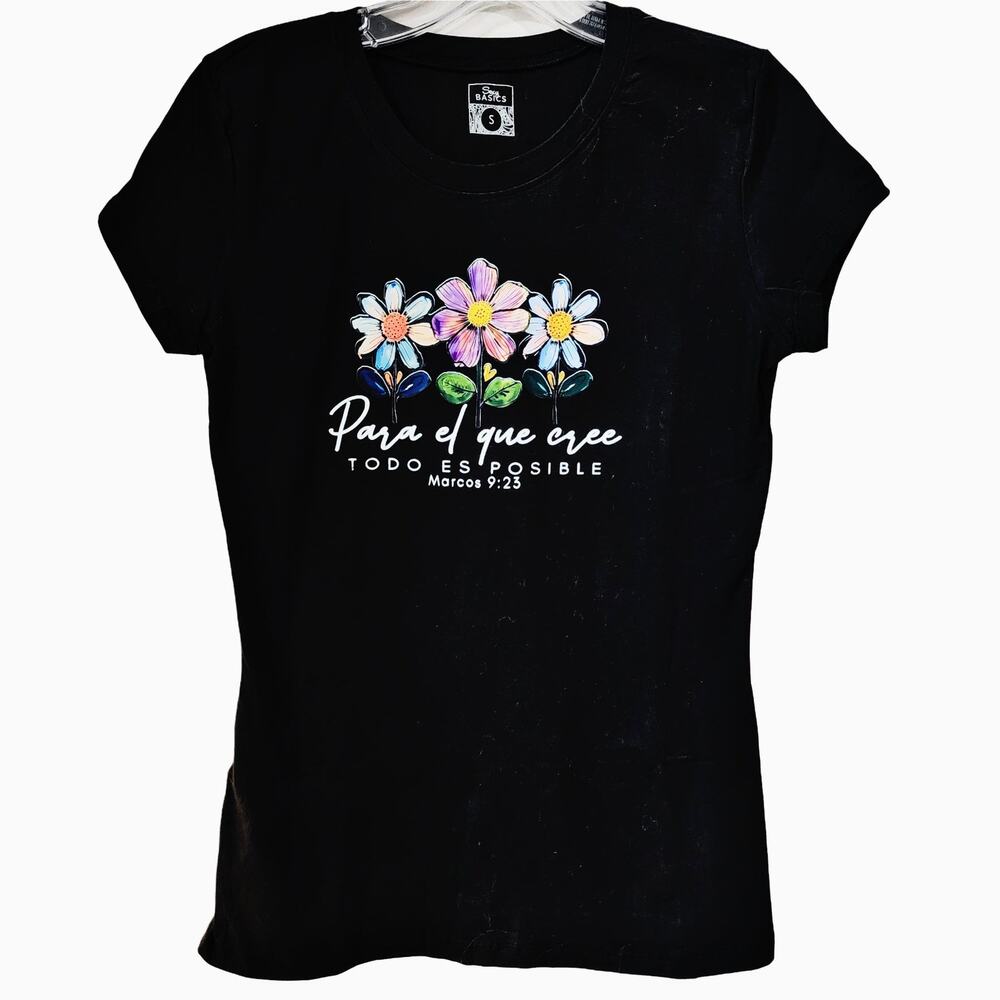 2FOR$30 - NWT Para El Que Cree Todo Es Posible Black Christian T-Shirt, S - Picture 3 of 3